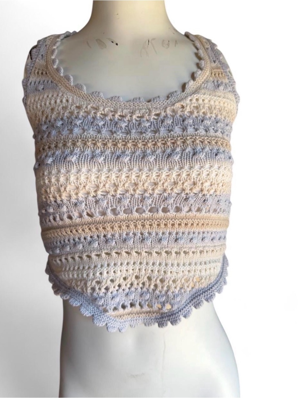 Jessica Simpson Crocheted Cream Sleeveless Knit Top